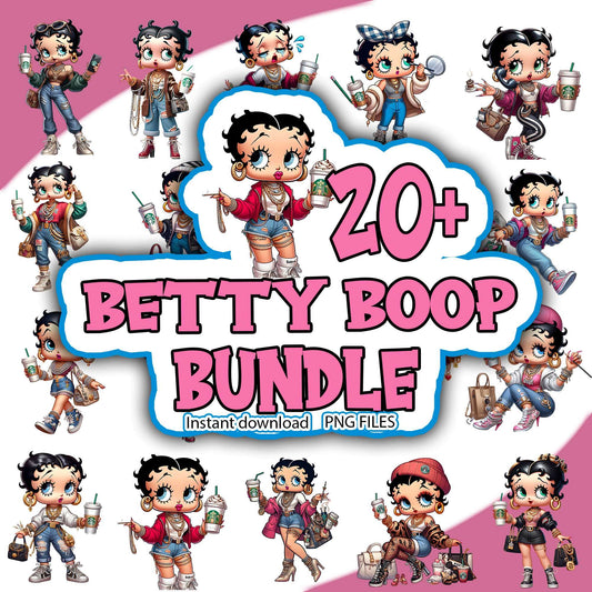 Betty Boop Bundle,Betty Boop Coffee PNG Instant Download