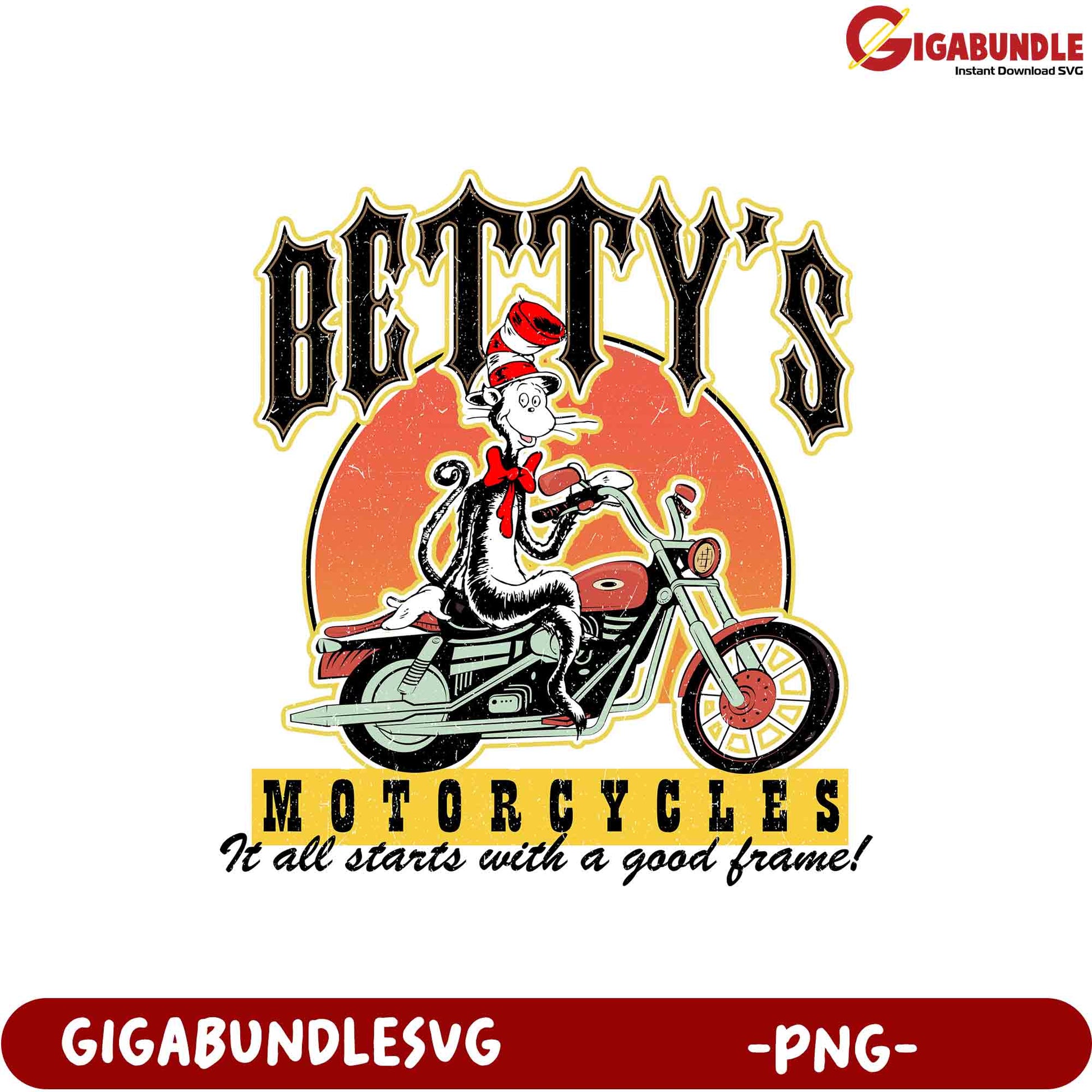 Betty's Motorcycles PNG Design Fun and Whimsical Art