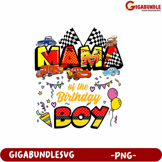 Birthday Boy 95 Racing Theme PNG Graphic for Celebration Decor