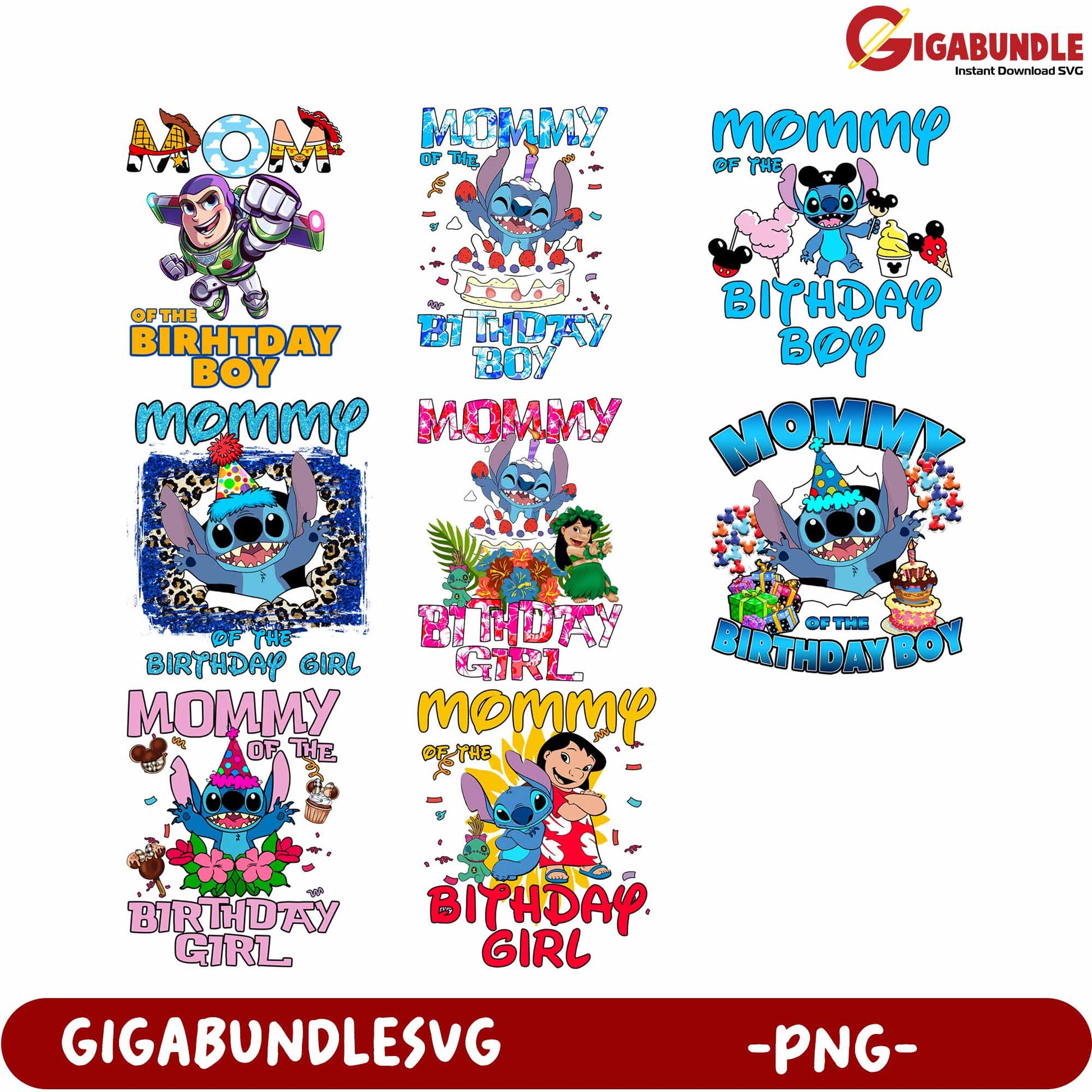 Birthday Celebration Designs for Mom and Kids in PNG Format
