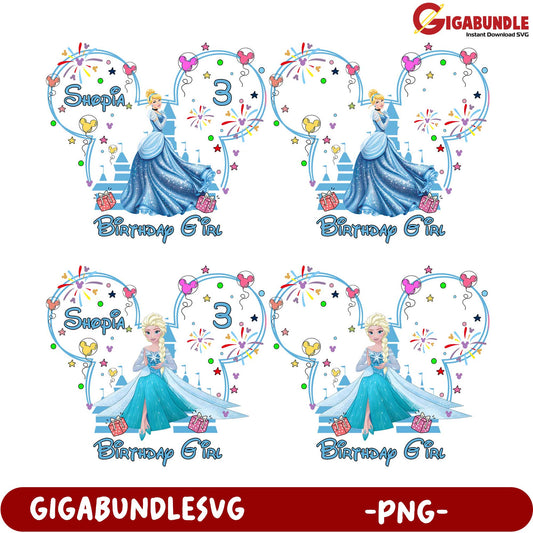 Birthday Girl PNG Bundle Celebrate with Elsa and Balloons