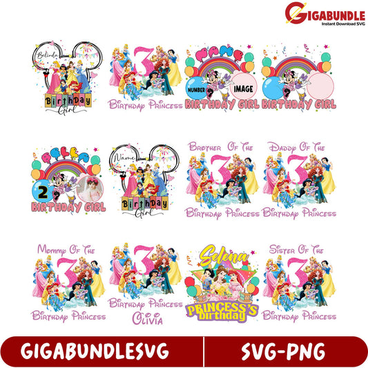 Birthday Princess SVG Bundle Customizable Designs for All Ages