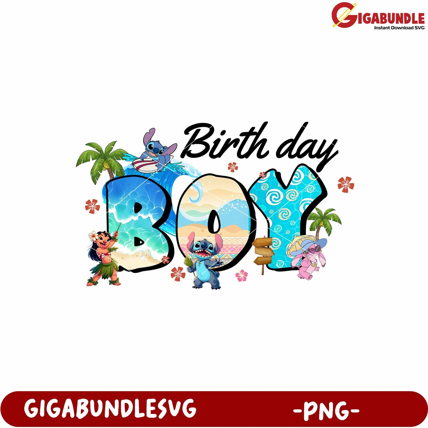 Birth day boy stitch png, stitch celebration png, disney birthday png