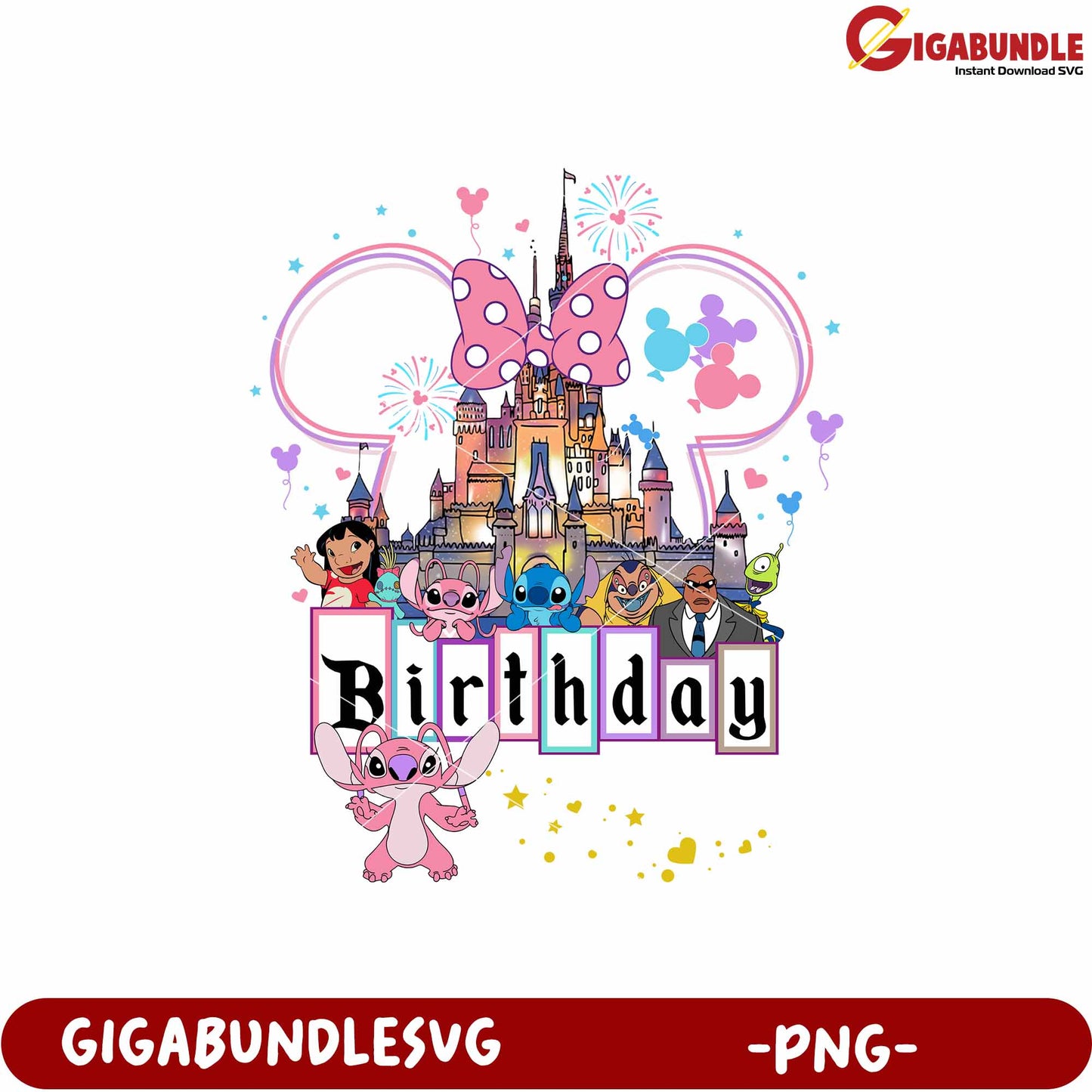 Birthday disneyland angel png, disneyland celebration png, disney characters png