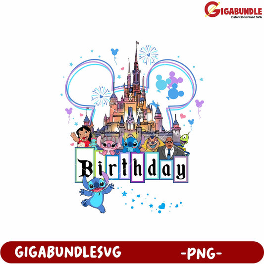 Birthday disneyland png, disneyland celebration png, disney characters png