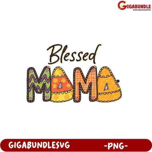 Blessed Mama Colorful Typography PNG Design for Mothers Day Gifts