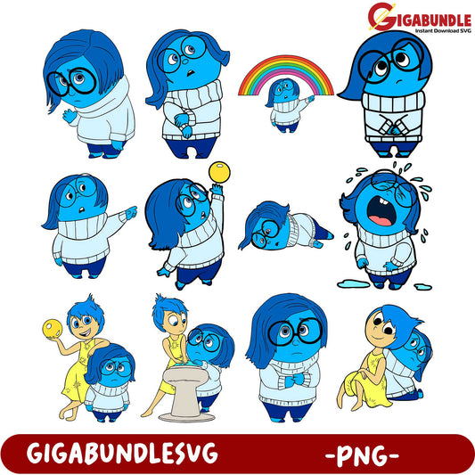 Blue Character PNG Bundle for Creative Projects - Instant Download