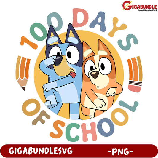 Bluey Bingo 100 Days of School PNG