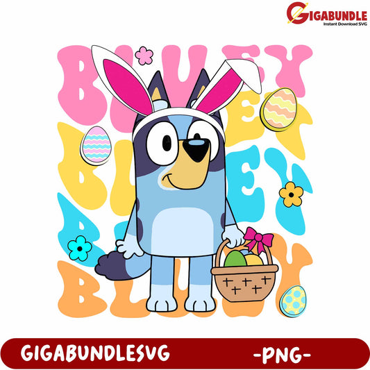 Bluey Bunny Easter PNG Clipart for Fun Seasonal Decor