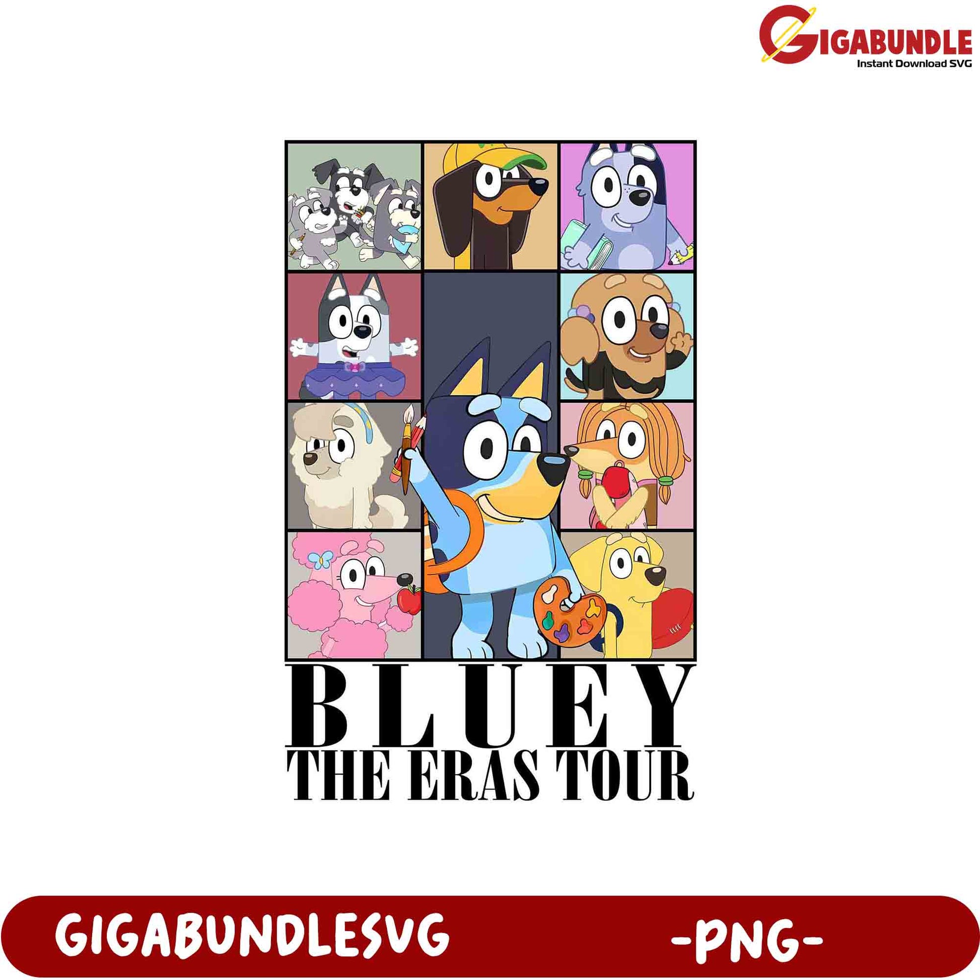 Bluey The Eras Tour PNG  Fun Cartoon Dog Design