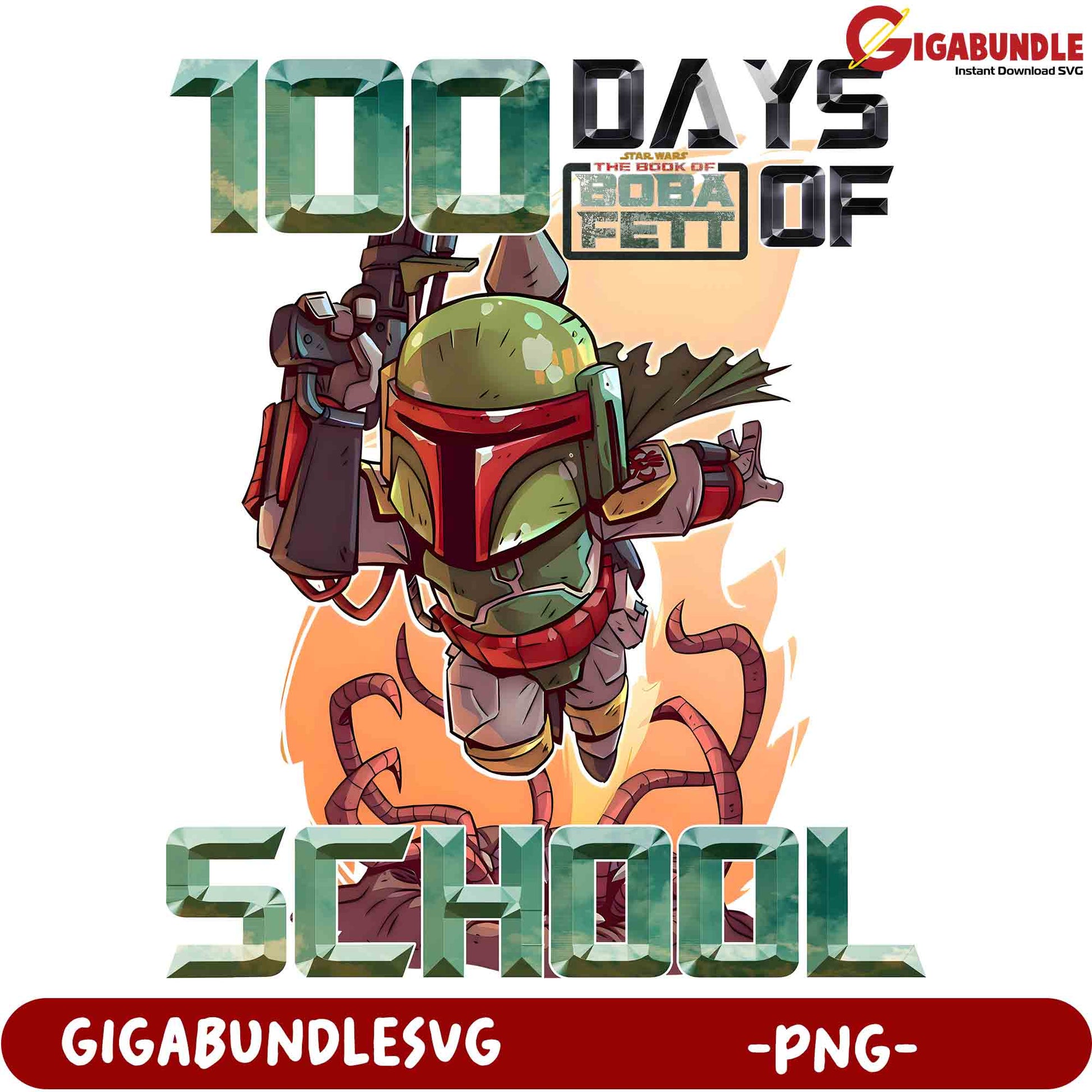 Boba Fett 100 Days of School PNG