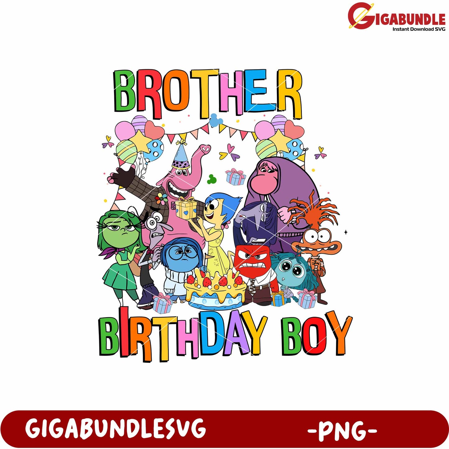 Brother inside out birthday png, inside out disney png, birthday brother png