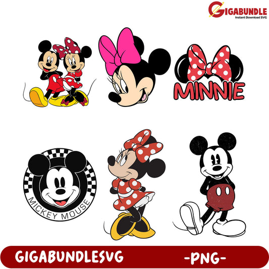 Bundle of Mickey and Minnie Mouse PNG Graphics for Crafting