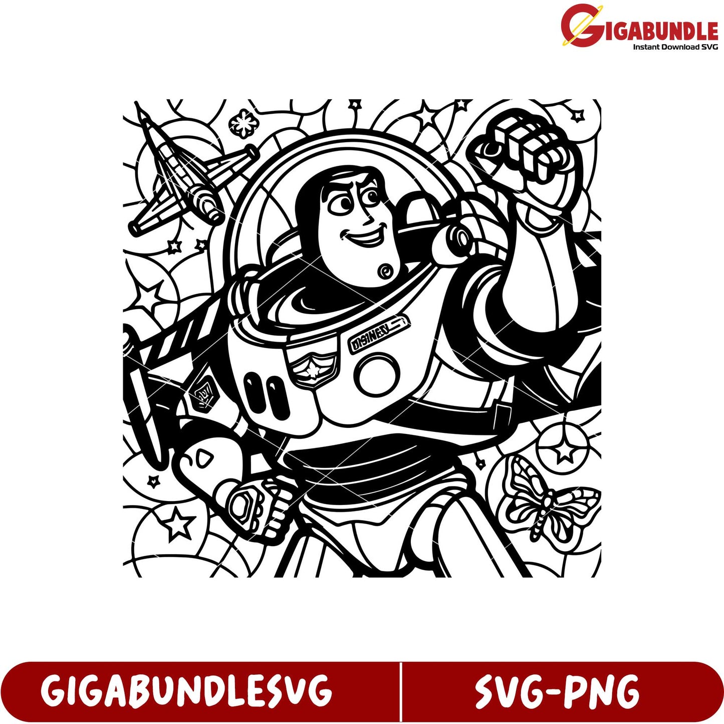 Buzz Lightyear Coloring Page SVG Clipart for Kids Fun Activities