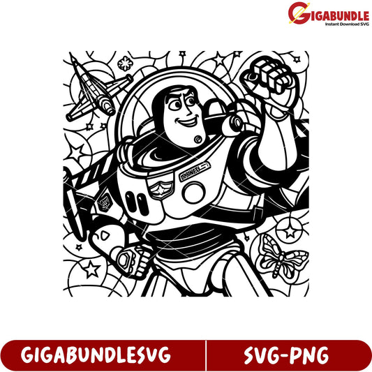 Buzz Lightyear Coloring Page SVG Clipart for Kids Fun Activities