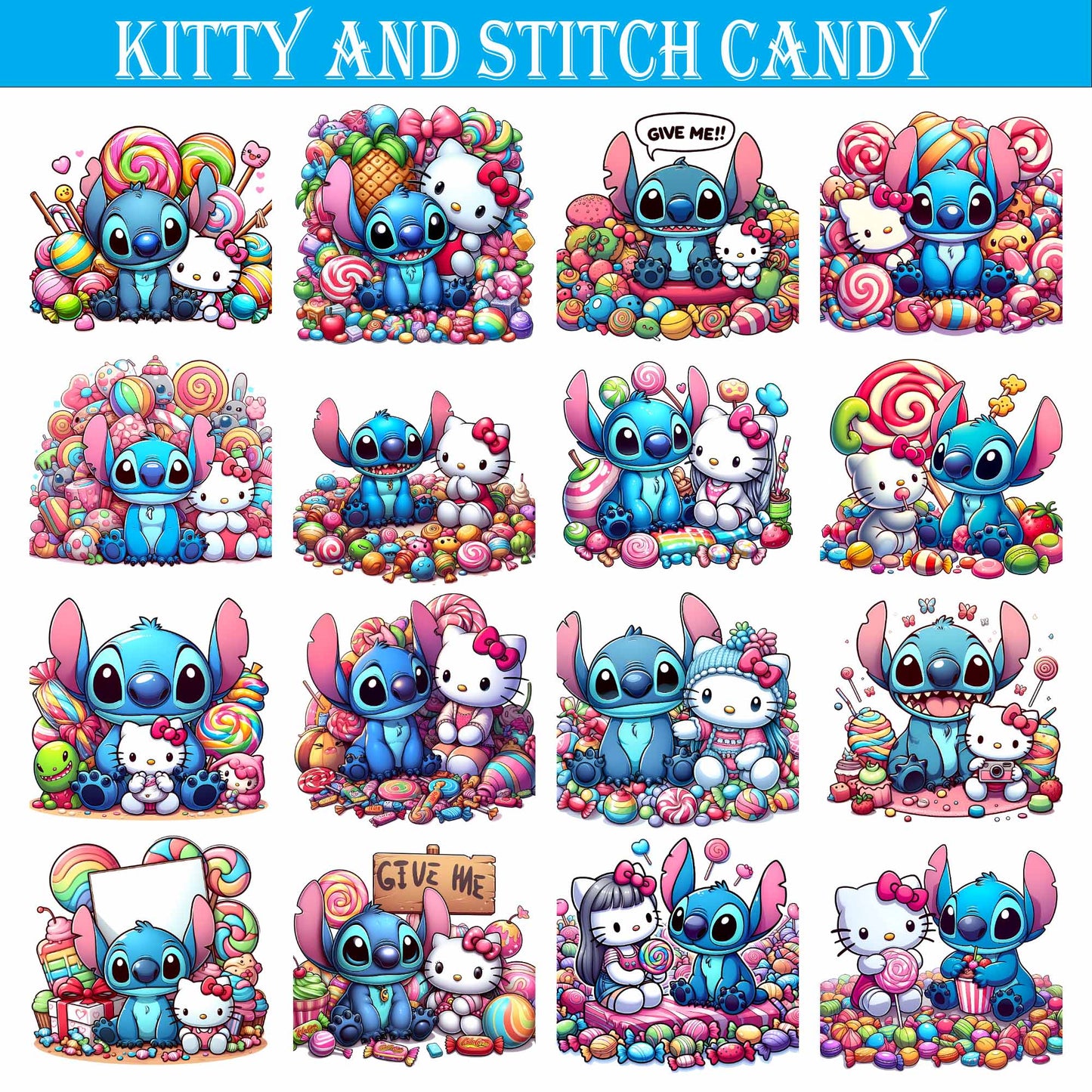 Kitty Cat and Stitch Candy Bundle Png