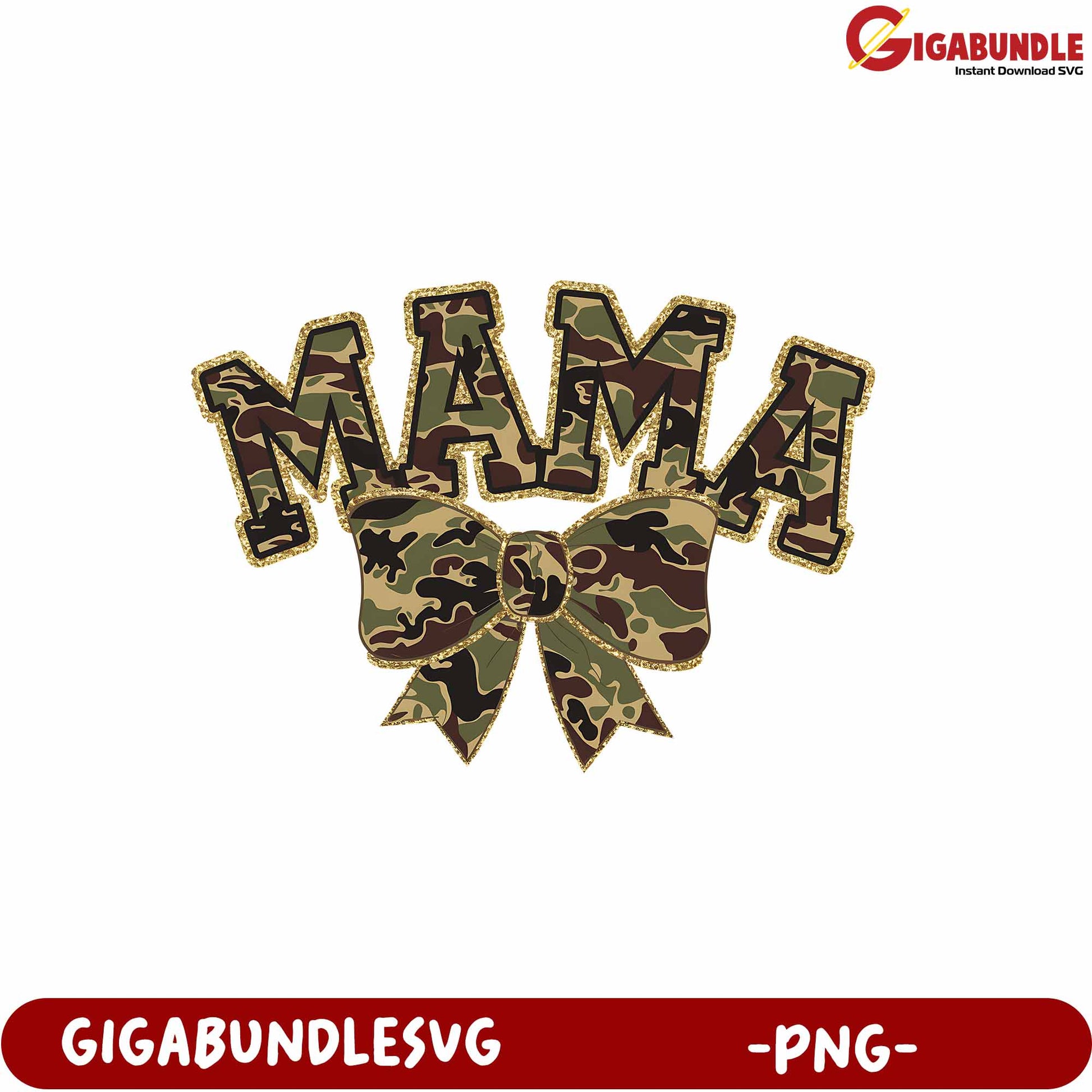 Camo Mama Design with Bow PNG for Creative Projects and Crafts