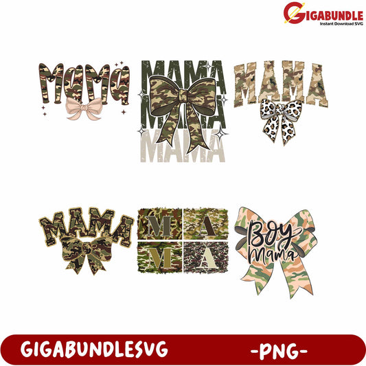 Camouflage Mama Graphic Bundle for Crafts and DIY Projects PNG Format