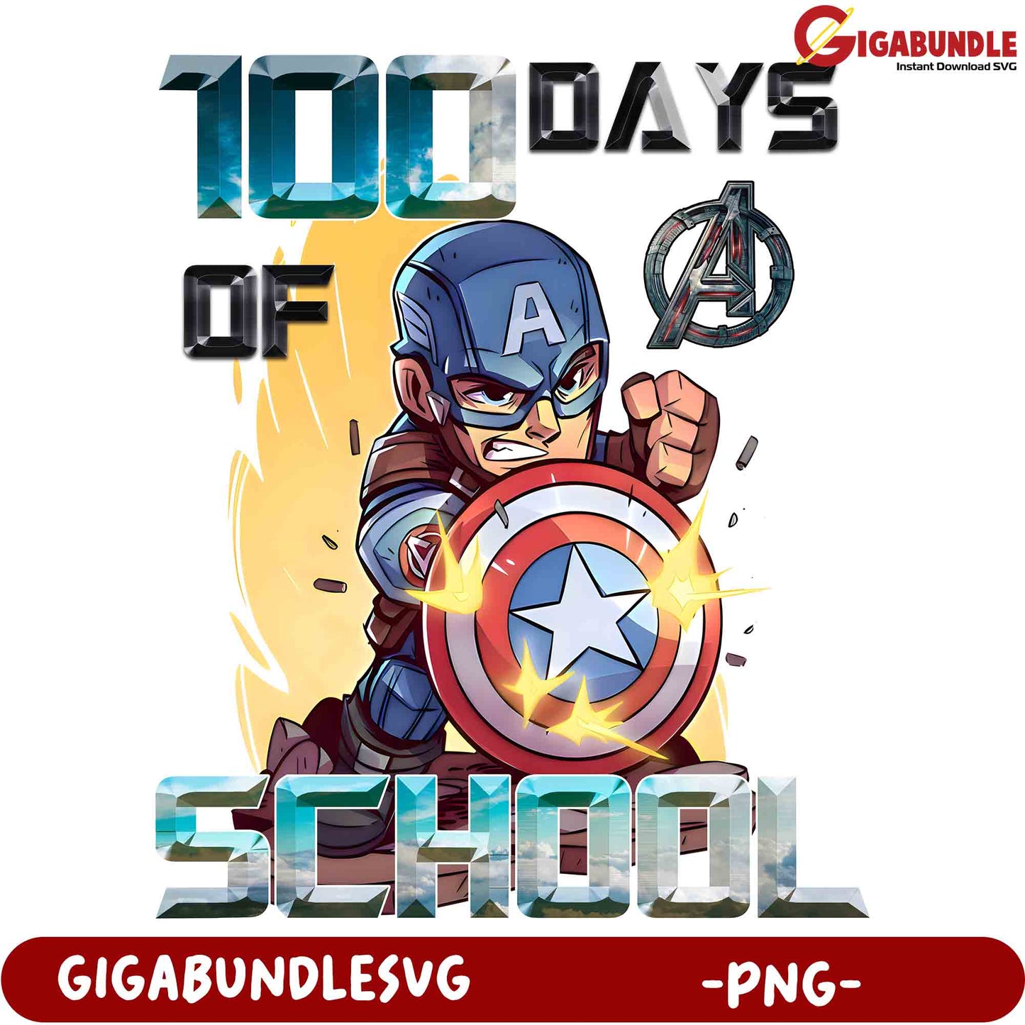 Captain America 100 Days of School PNG