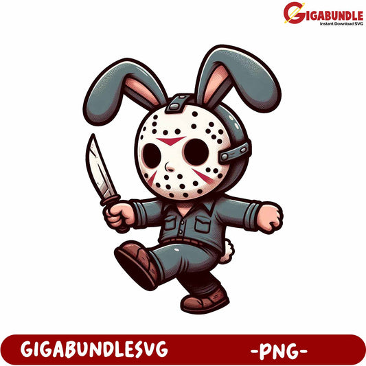 Cartoon Bunny Character with Knife - Fun PNG Graphic Design