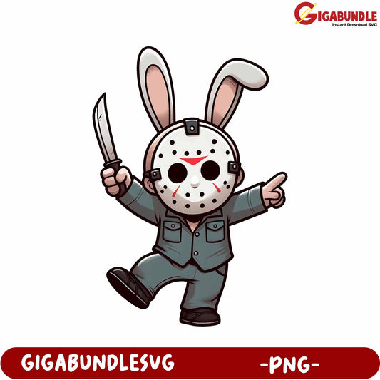 Cartoon Bunny Character with Knife PNG for Creative Projects