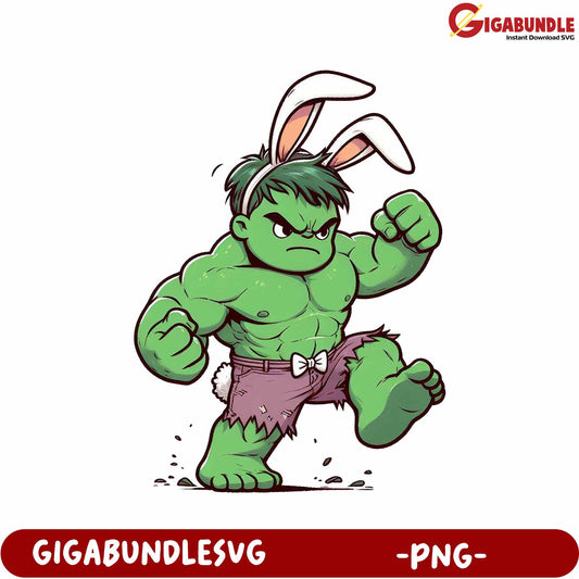Cartoon Hulk Bunny Illustration PNG for Fun Designs and Crafts
