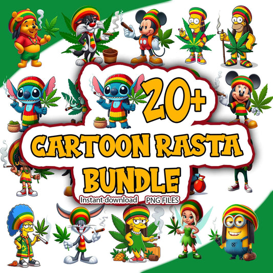 Rasta Bundle, Cartoon Rasta PNG, Mickey Rasta PNG, Minion Rasta PNG, Stitch Rasta PNG