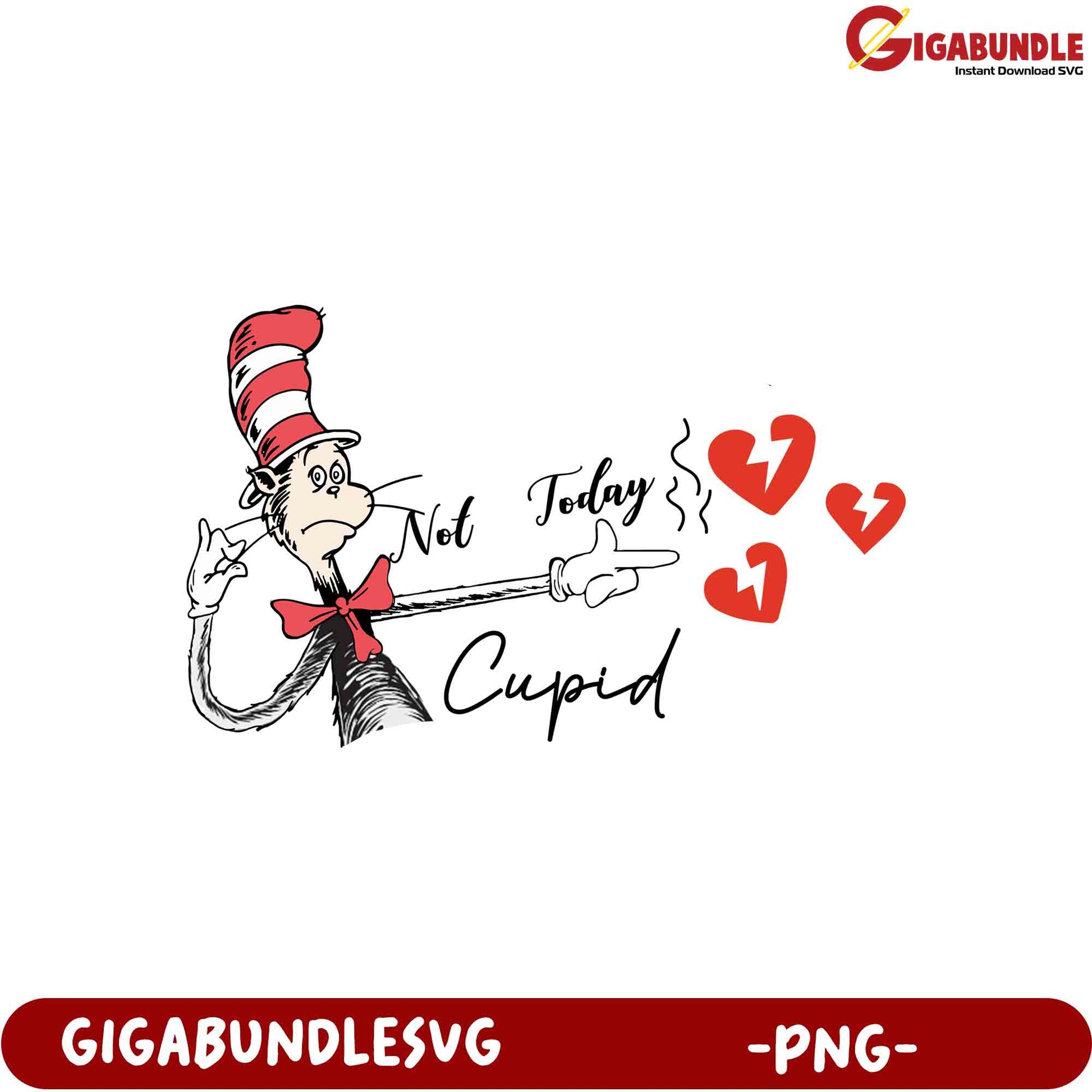 Cat in the Hat Anti-Valentine's PNG