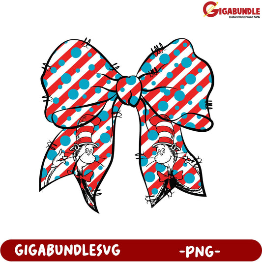 Cat in the Hat Bow PNG - Fun and Colorful Clipart Design