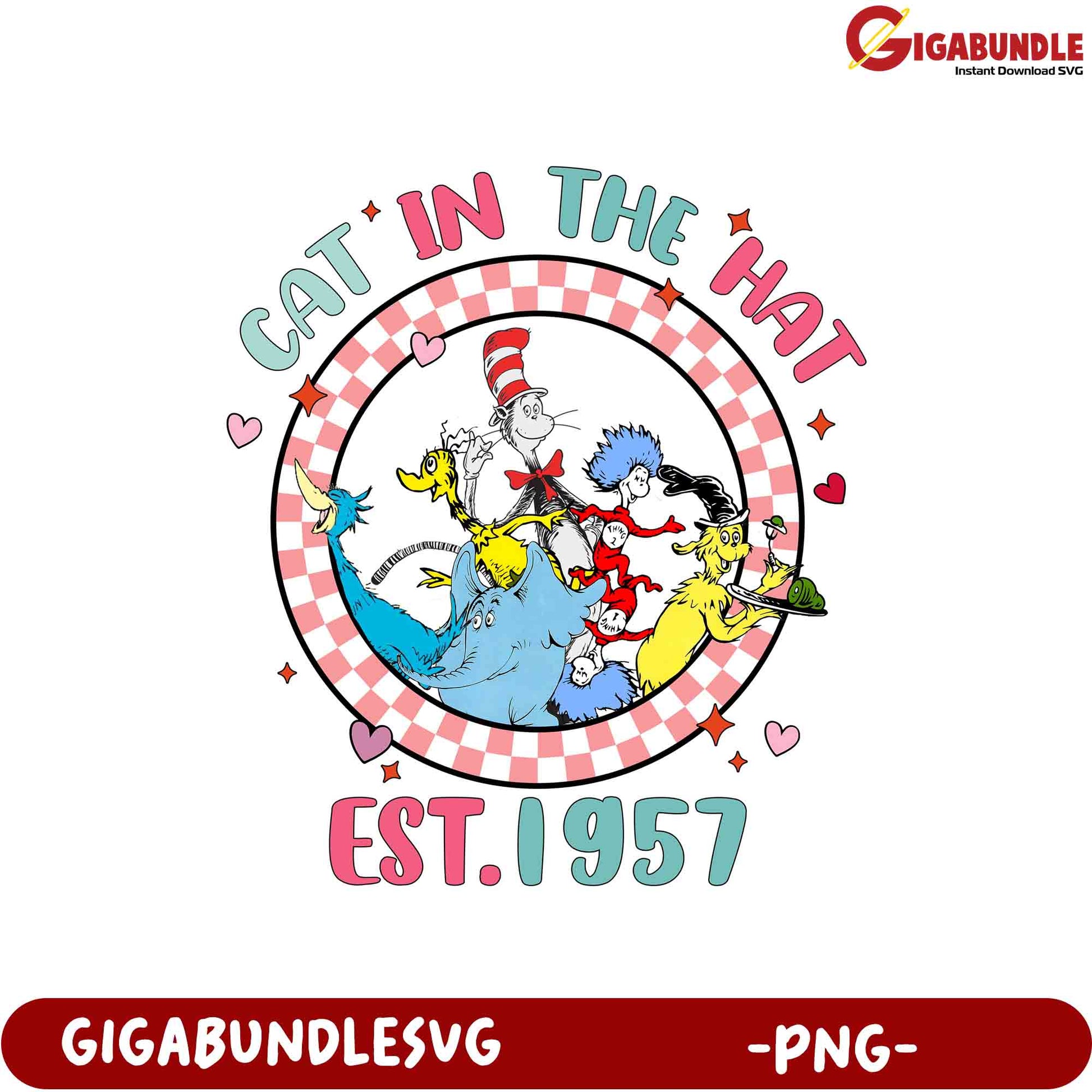 Cat in the Hat PNG Art – Vintage Dr. Seuss Design