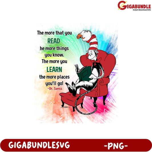 Cat in the Hat Reading PNG SVG