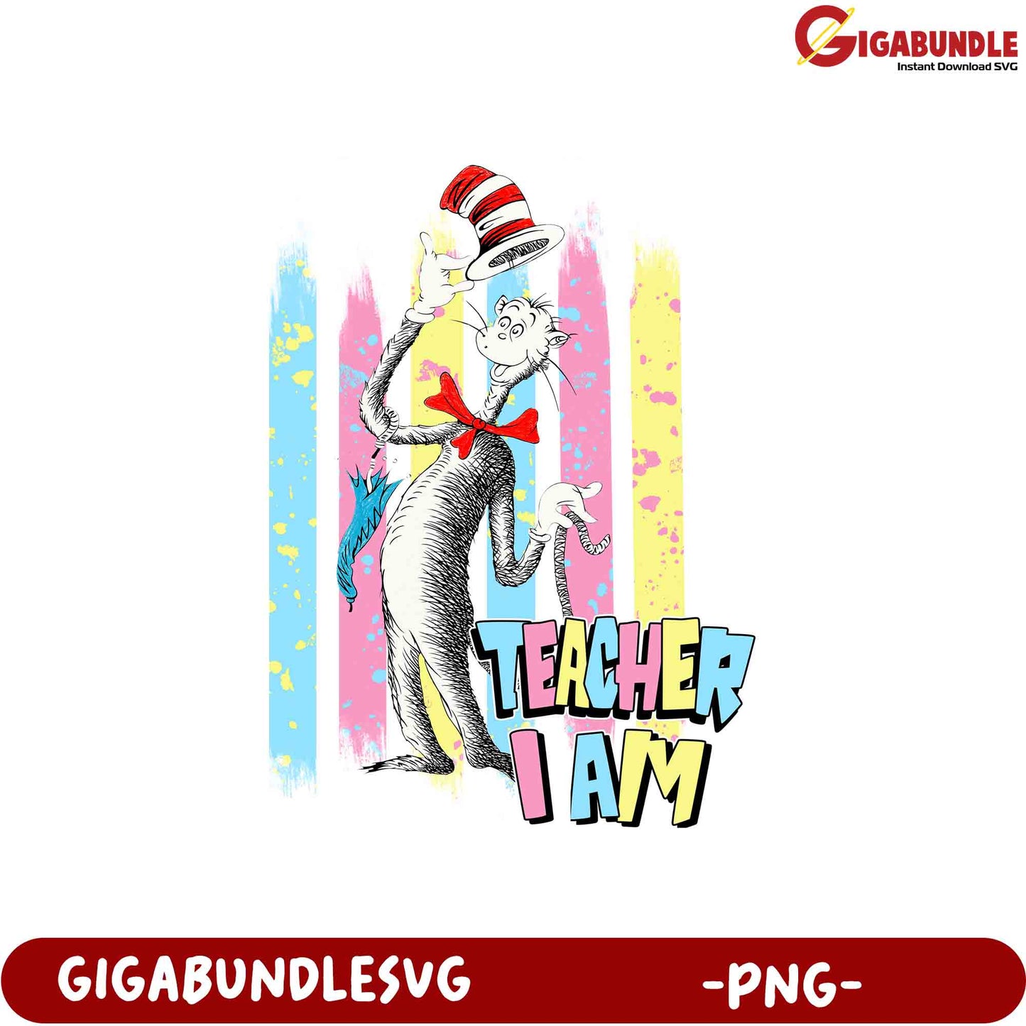 Cat in the Hat Teacher PNG SVG Design