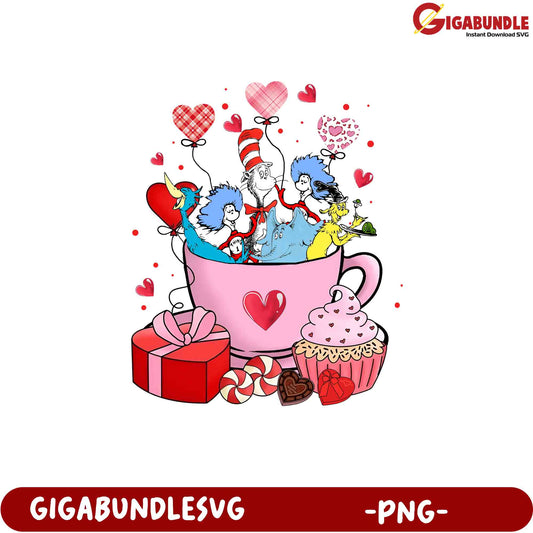 Cat in the Hat Valentine's PNG