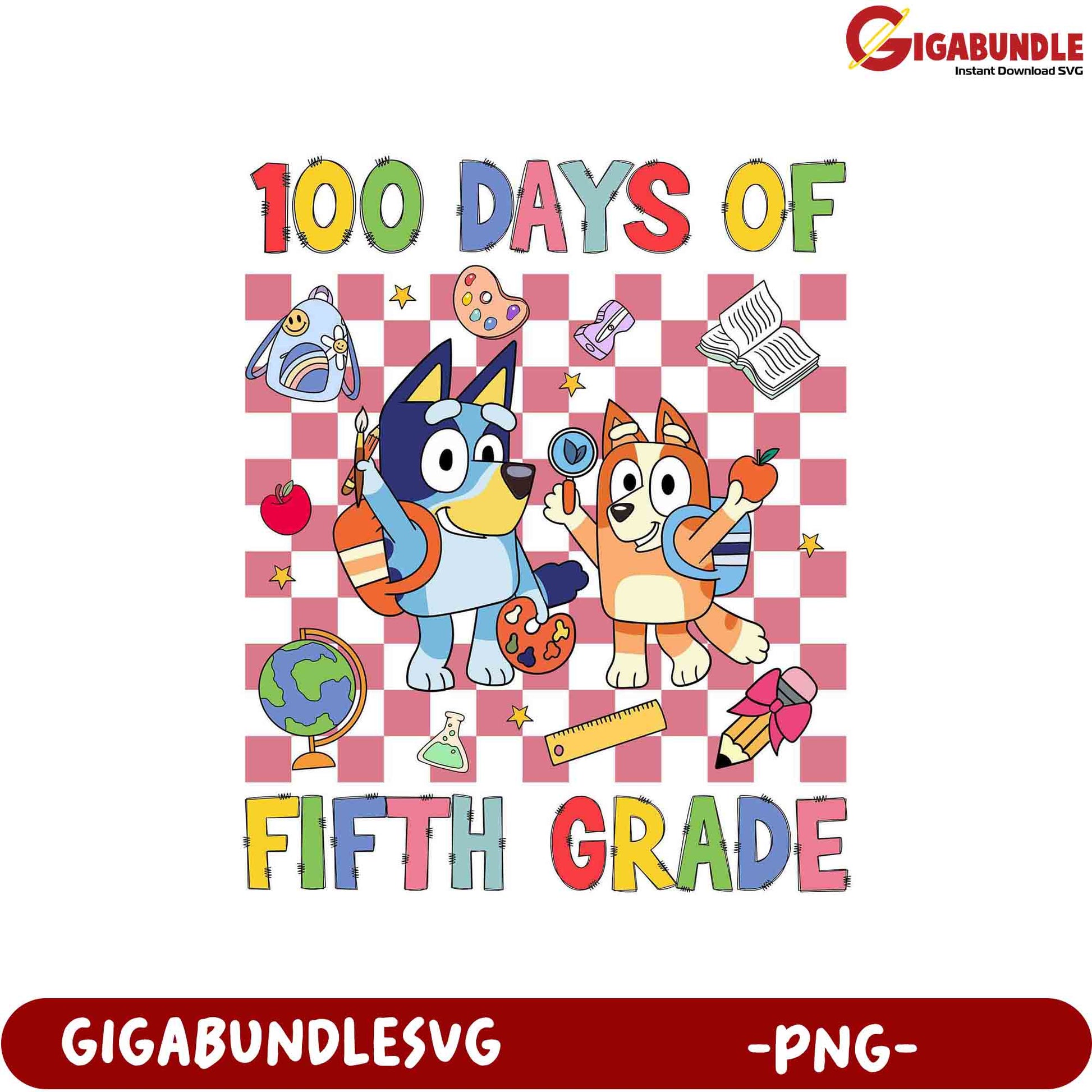 Celebrate 100 Days of Fifth Grade - Fun PNG Design