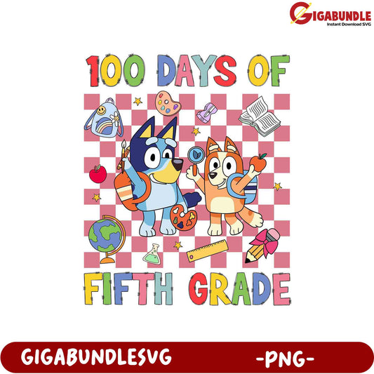 Celebrate 100 Days of Fifth Grade - Fun PNG Design