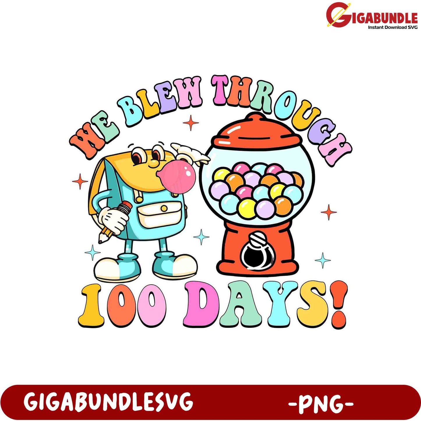 Celebrate 100 Days with Fun Gumball PNG Design