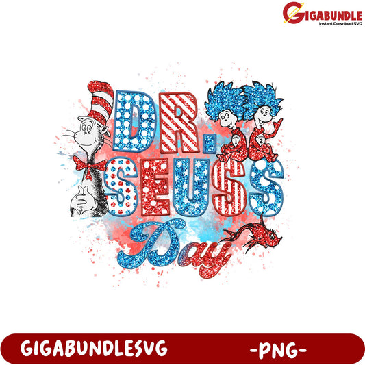 Celebrate Dr. Seuss Day with Fun Glittery PNG Design Download