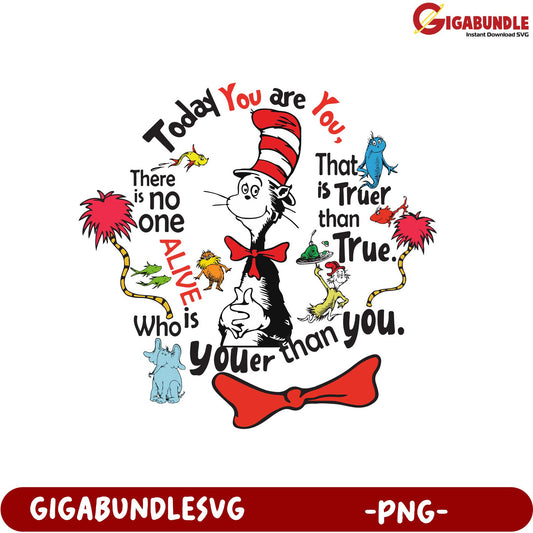 Celebrate Individuality with Cat in the Hat Quote PNG Design