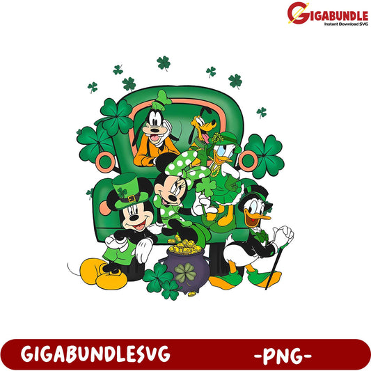 Celebrate St. Patrick's Day with Disney Characters PNG Design