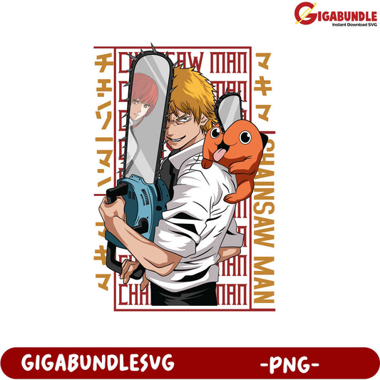 Chainsaw Man Character Design PNG with Unique Artwork Style