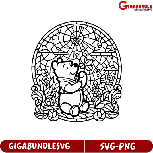 Charming Bear in Flower Garden SVG Design for Craft Projects