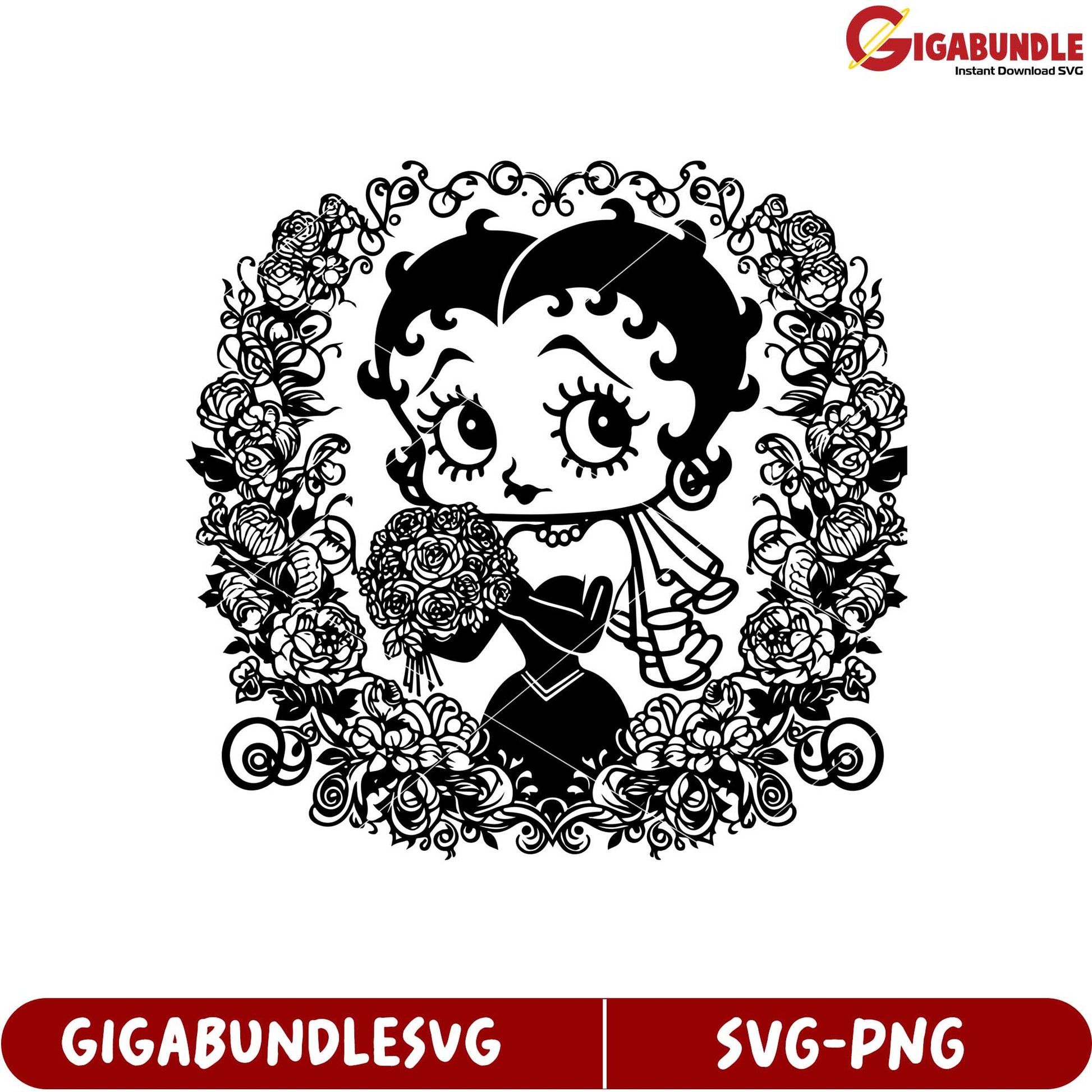 Charming Betty Boop Floral SVG Design for Creative Projects