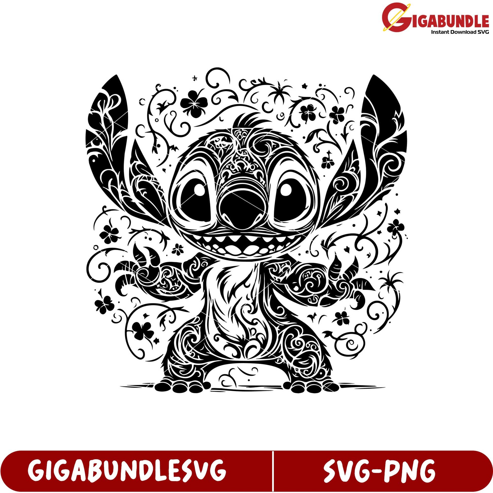 Charming Black Outline Cartoon Character Floral SVG Design for Crafts