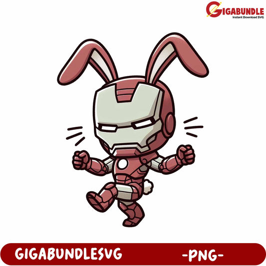 Charming Bunny Iron Man Character PNG for Creative Projects