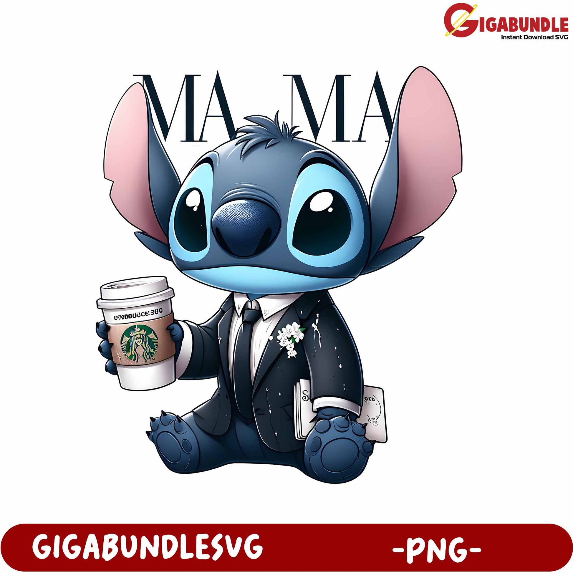 Charming Cartoon Character Holding Coffee PNG Graphic Design