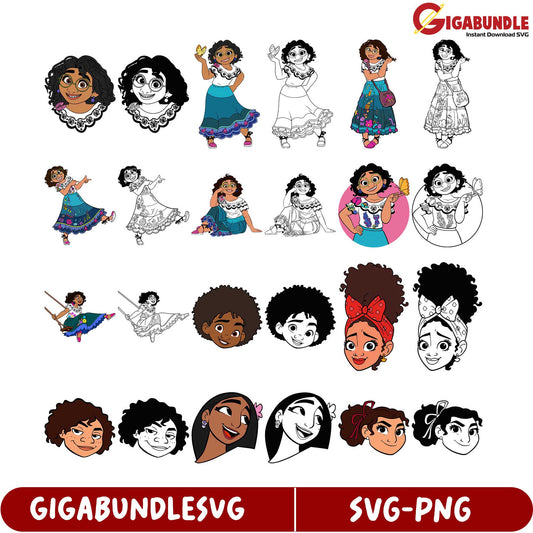 Charming Cartoon Girls SVG Bundle  Instant Download Graphics