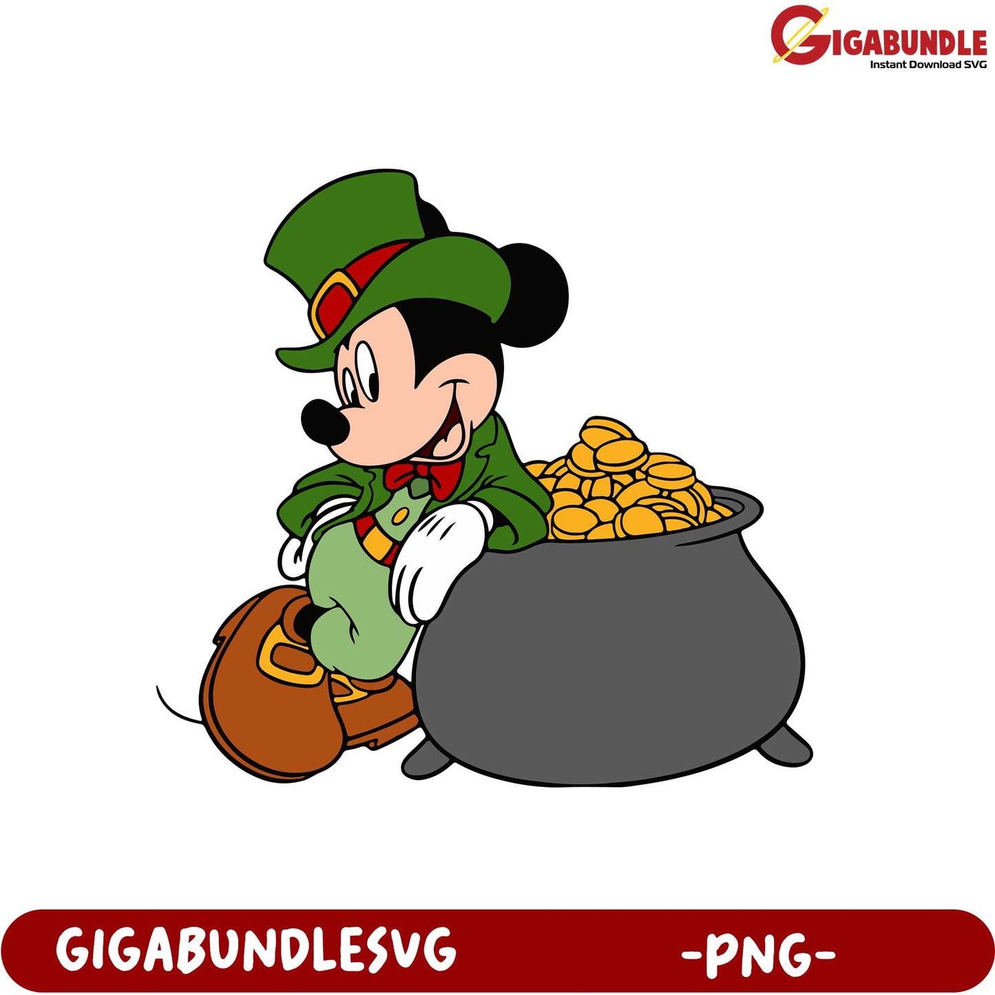 Charming Cartoon Leprechaun with Pot of Gold PNG Image