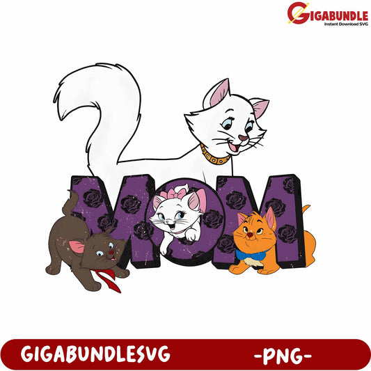 Charming Cat Family Design for Mom - Cute PNG Download