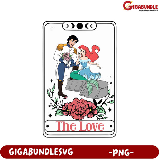 Charming Disney Love PNG Graphic of Prince Eric and Ariel Together