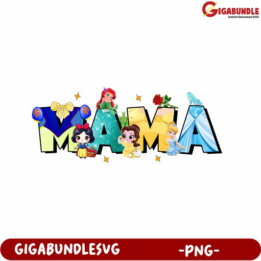 Charming Disney Princesses Mama Design - PNG File Download
